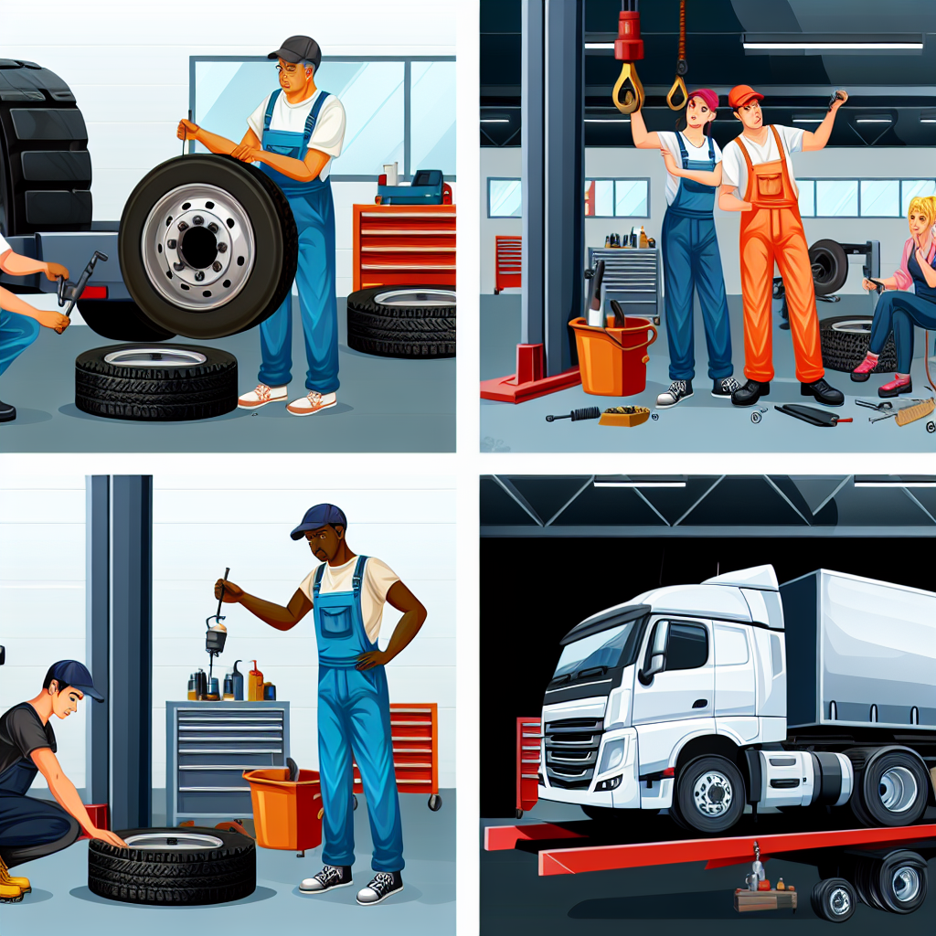 Illustration of truck maintenance activities