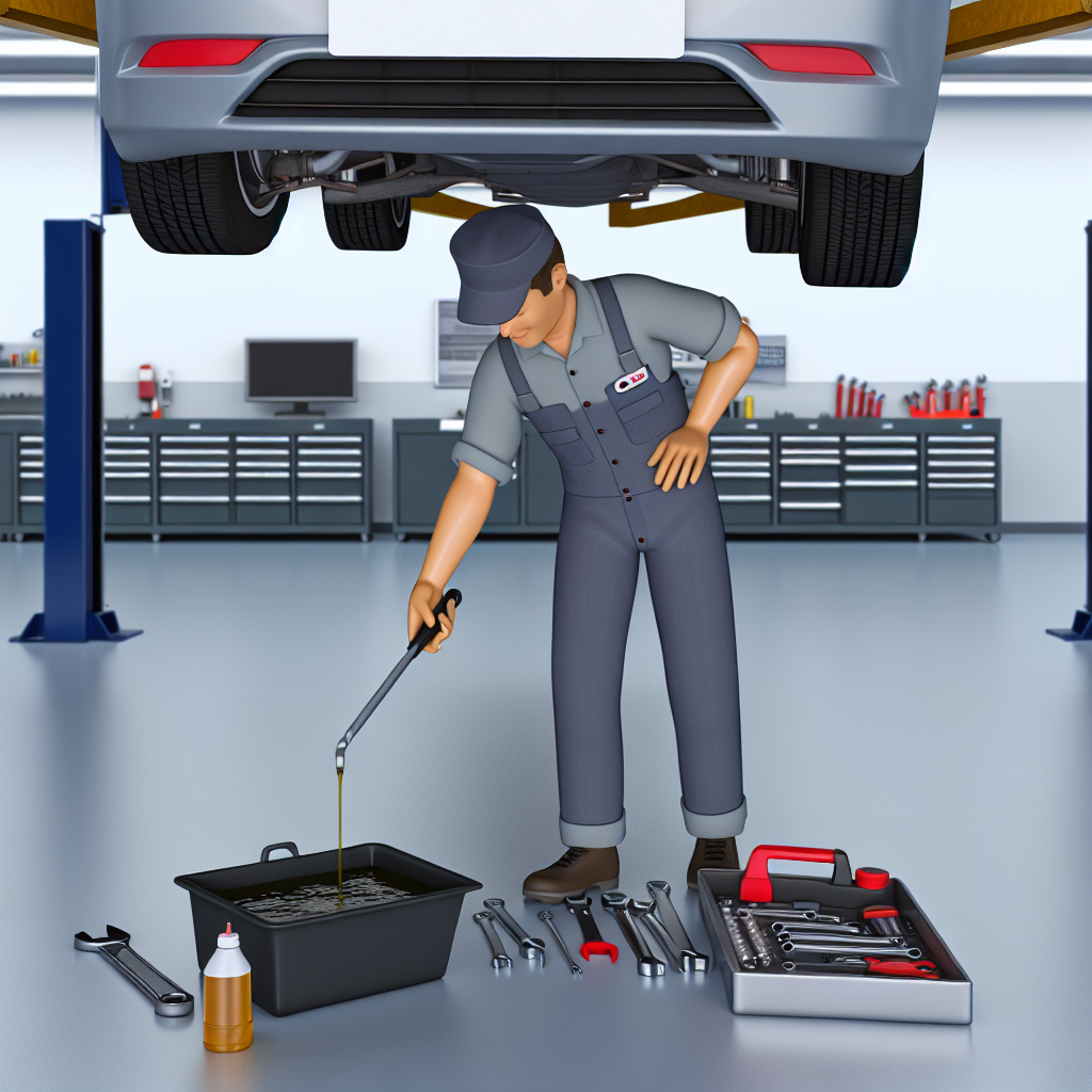 A mechanic performing an oil change