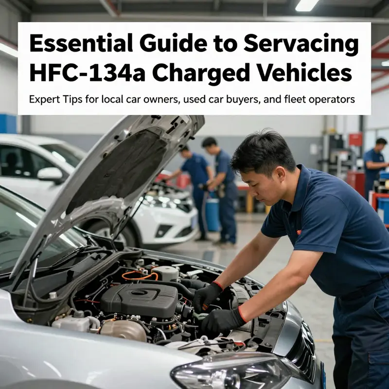An active automotive service shop environment with mechanics maintaining HFC-134a charged vehicles.