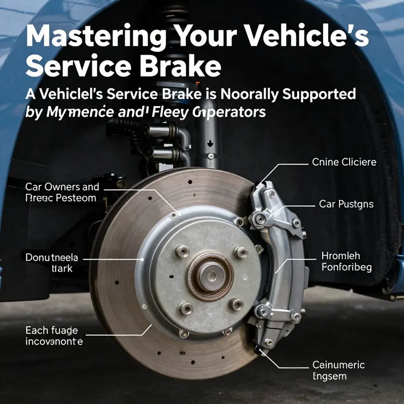 Illustration of a vehicle’s service brake operation, showing the connection from the brake pedal to the wheel brakes.