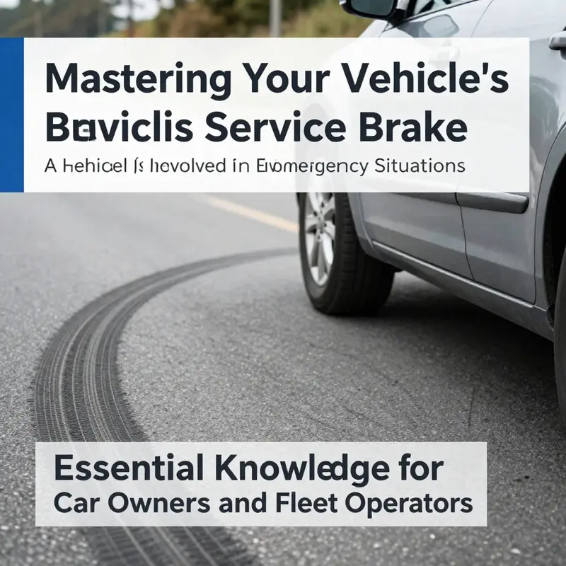 Illustration of a vehicle’s service brake operation, showing the connection from the brake pedal to the wheel brakes.