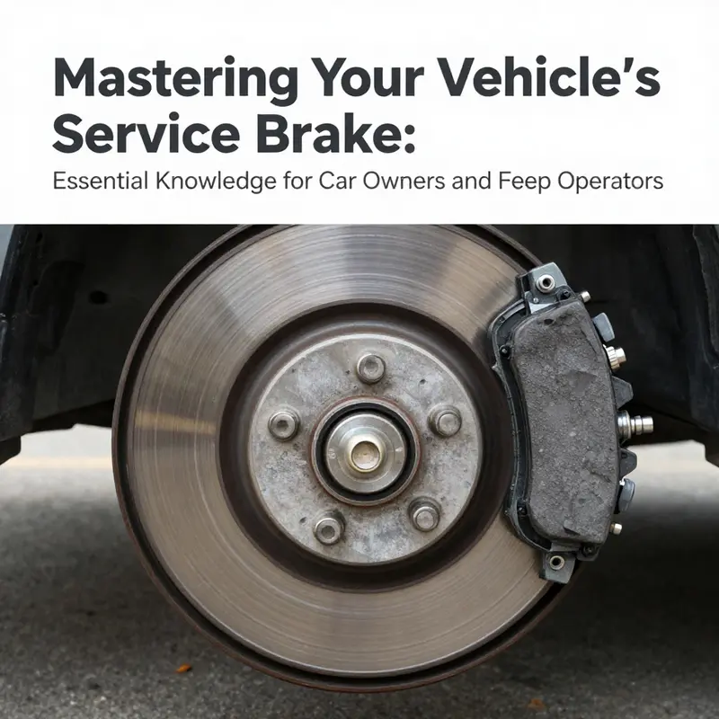 Illustration of a vehicle’s service brake operation, showing the connection from the brake pedal to the wheel brakes.