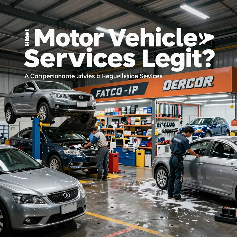 A collage of various motor vehicle services portrayed in a dynamic setting, showcasing repair, maintenance, and detailing