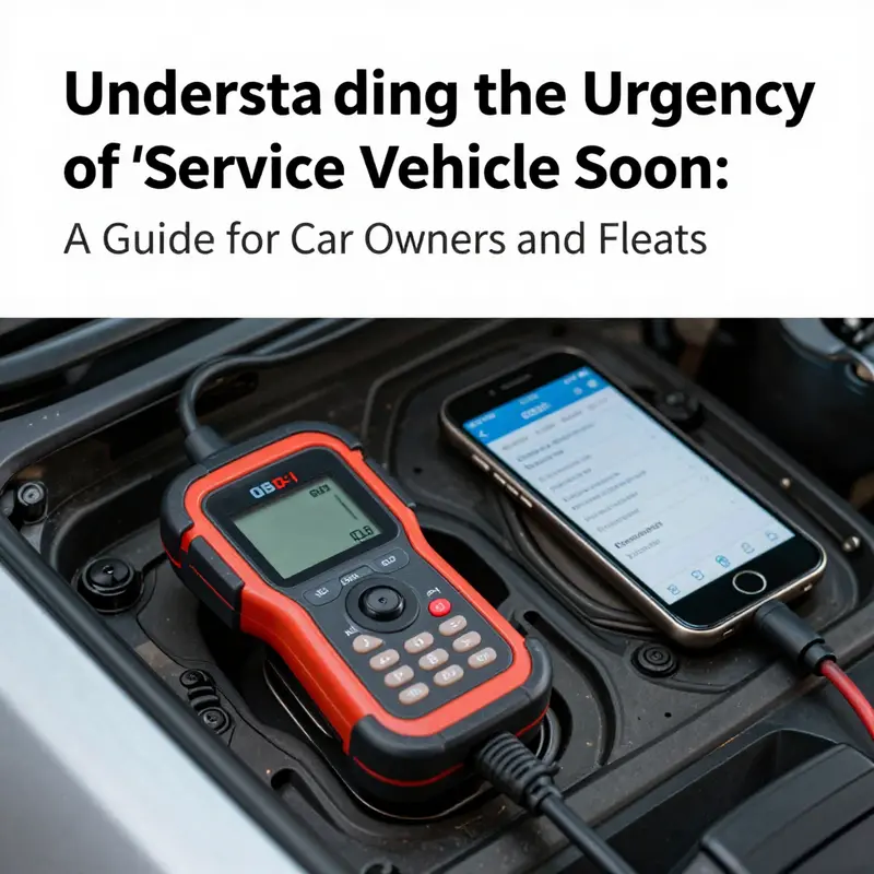 Vehicle dashboard highlighting the ‘Service Vehicle Soon’ alert, showcasing the need for immediate attention.