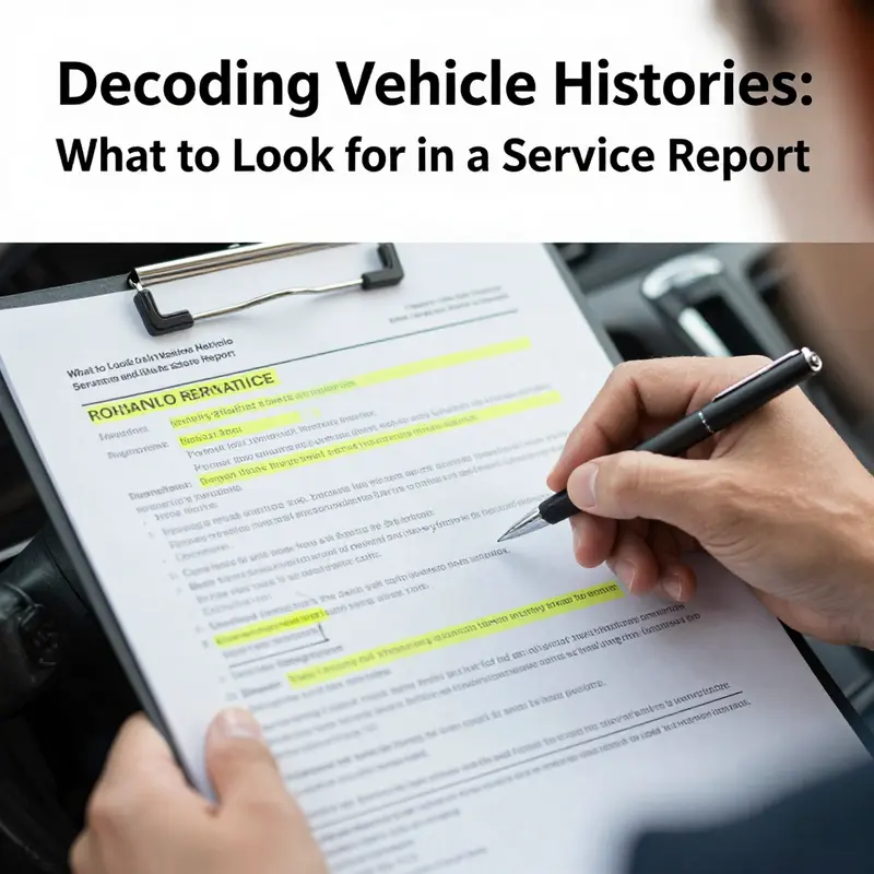 A mechanic checking service records during a maintenance inspection.