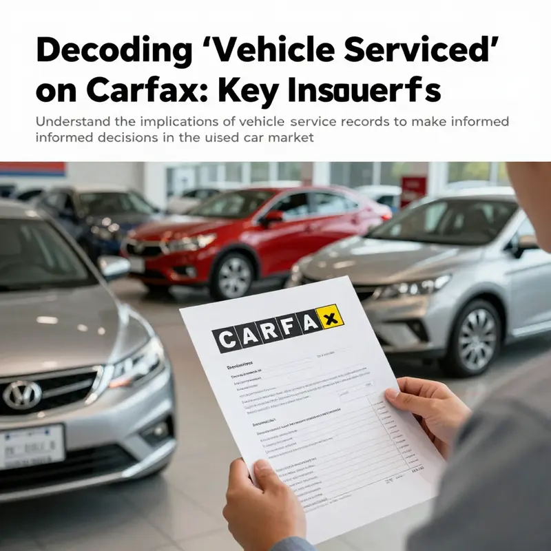 Active used car dealership scene with a customer reviewing a Carfax report.