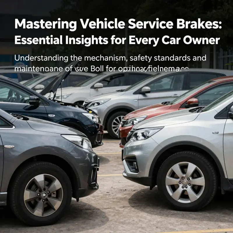 Diverse vehicles parked showing the focus on braking systems, underscoring the critical nature of service brakes.