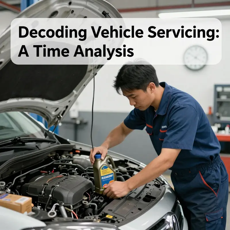 A mechanic conducting a routine oil change that typically takes between 30 minutes to one hour.