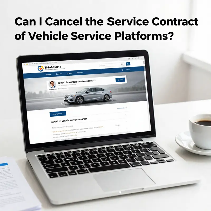 A visual guide to canceling a vehicle service contract through the manufacturer’s app.