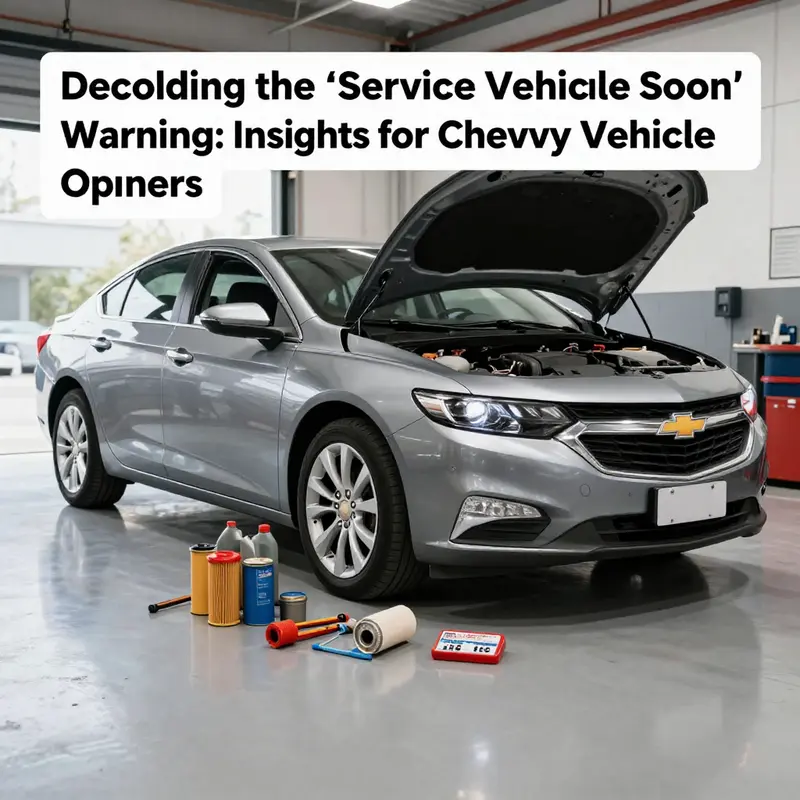 Dashboard display of a Chevy Malibu indicating ‘Service Vehicle Soon’.