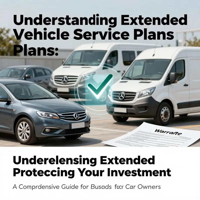 An image showcasing personal cars and commercial vehicles with insurance elements symbolizing Extended Vehicle Service Plans.