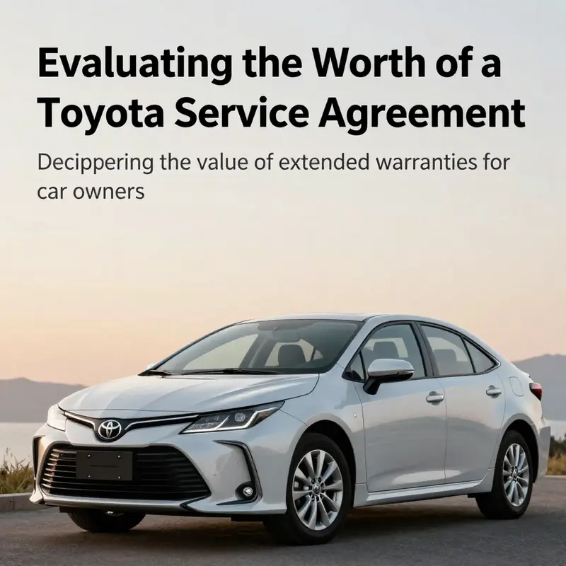 A Toyota vehicle depicted in a tranquil environment representing the peace of mind offered by a Vehicle Service Agreement.