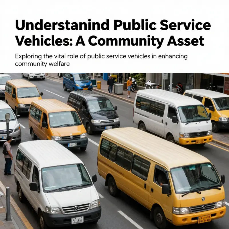 An urban landscape filled with various types of public service vehicles demonstrating their importance in community function.