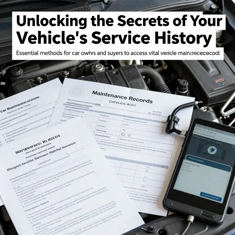 A collection of vehicle service records and diagnostic tools displayed on a surface, symbolizing vehicle maintenance awareness.