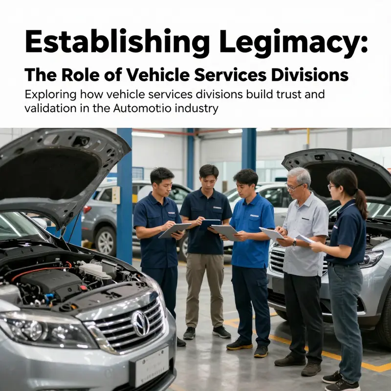 A diverse group of automotive professionals assisting customers in a vehicle services center, symbolizing legitimacy.