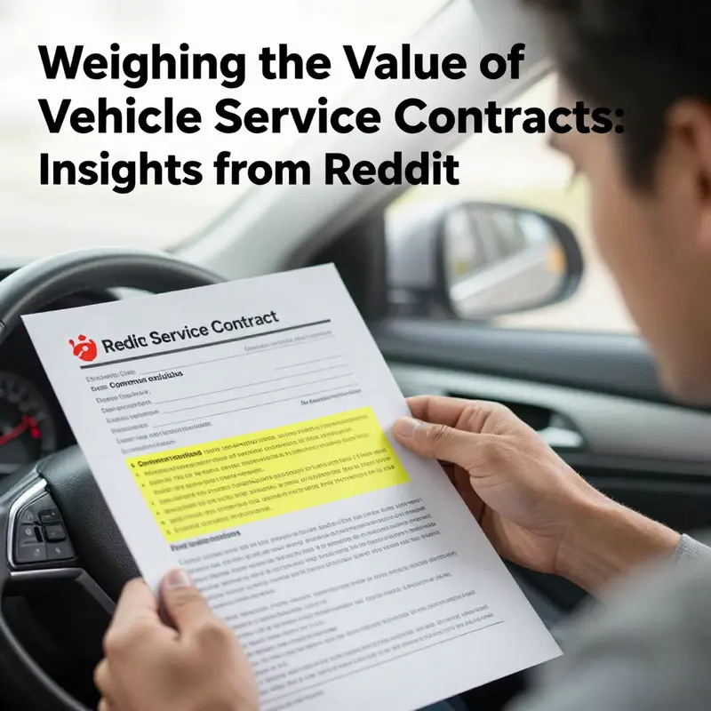 A visual representation of vehicle owners exchanging insights about service contracts, illustrating diverse opinions found on Reddit.