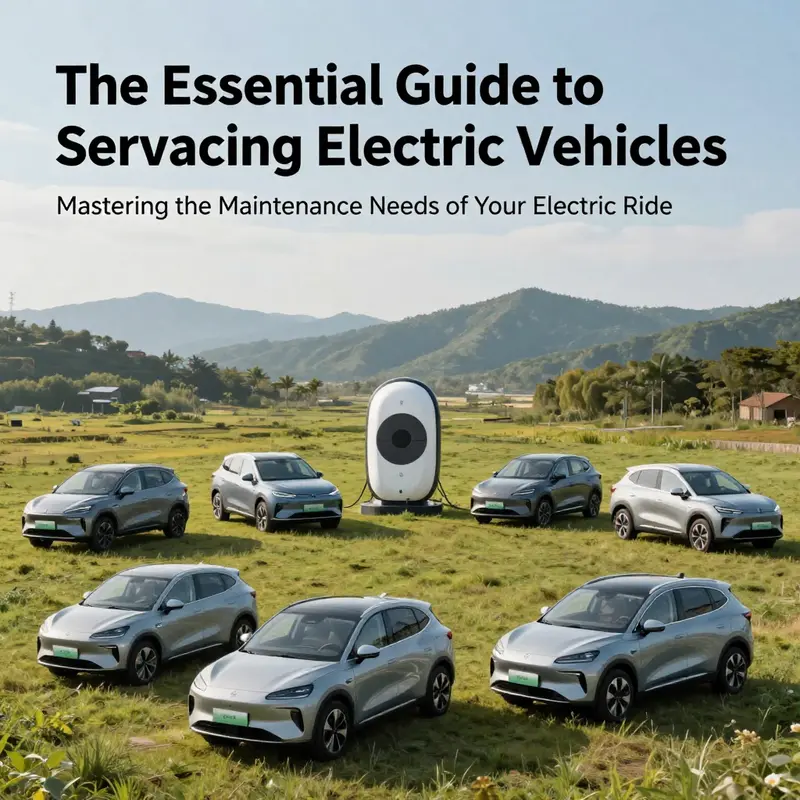 A collection of various electric vehicles displayed in a scenic outdoor setting, highlighting their modern aesthetics.