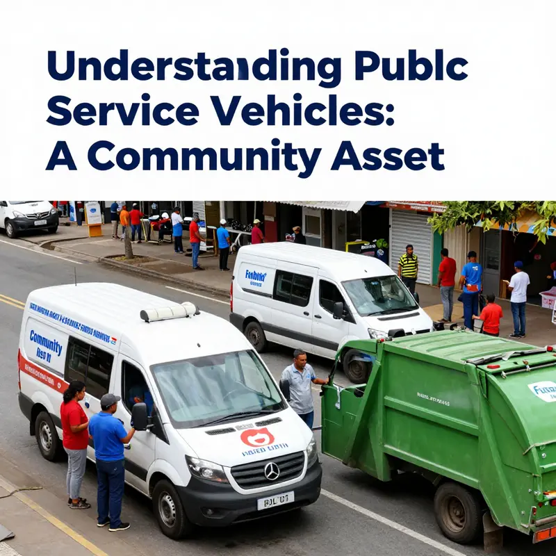 A variety of public service vehicles highlighting their essential roles in community services.