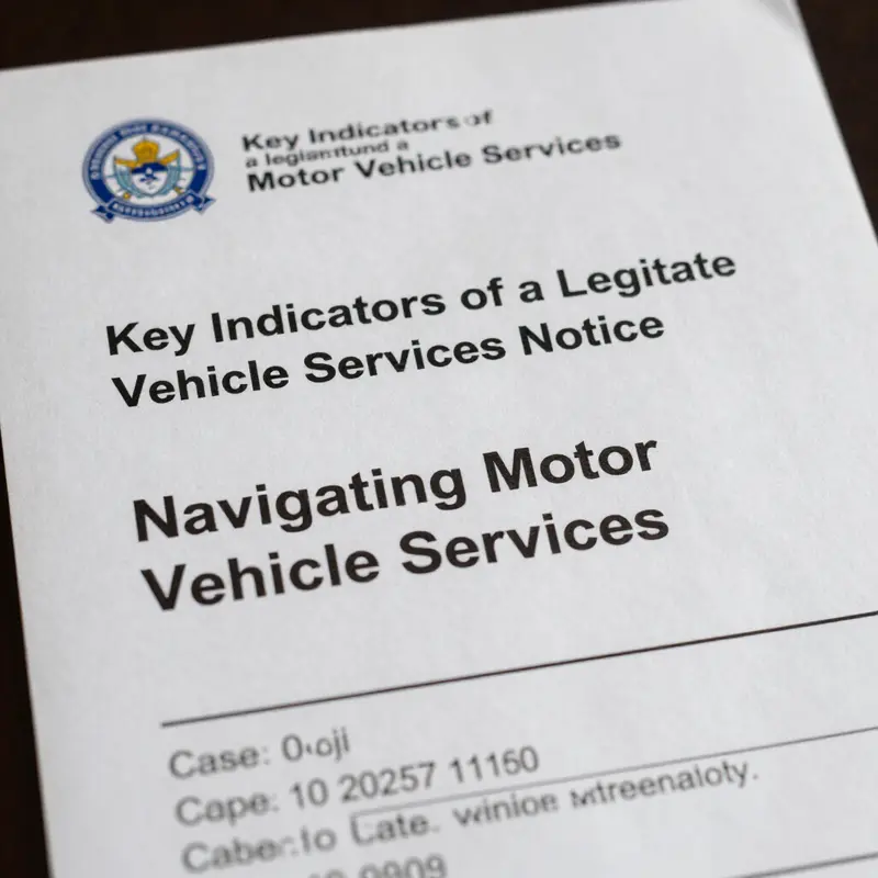 Comparative analysis of a legitimate versus a scam vehicle services notice.