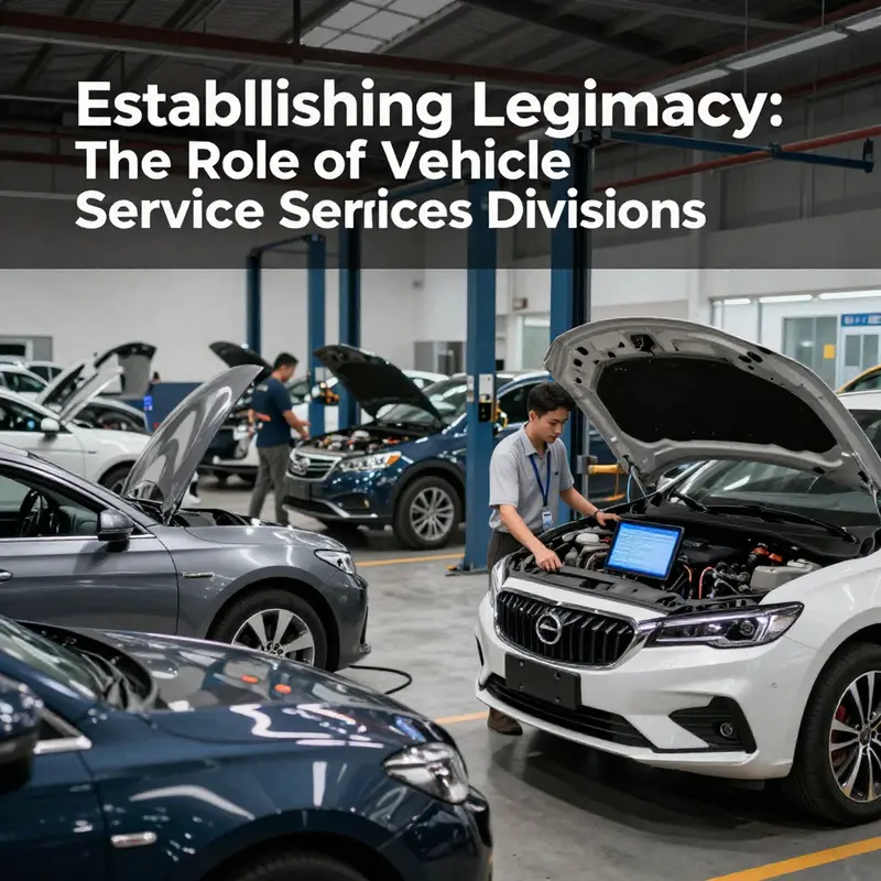 Automotive professionals collaborating to understand and establish the legitimacy of vehicle services divisions.