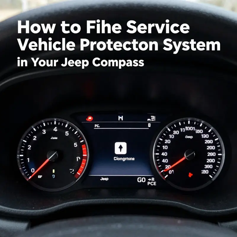Dashboard indicators of a Jeep Compass highlighting the ‘Service Vehicle Protection System’ warning.