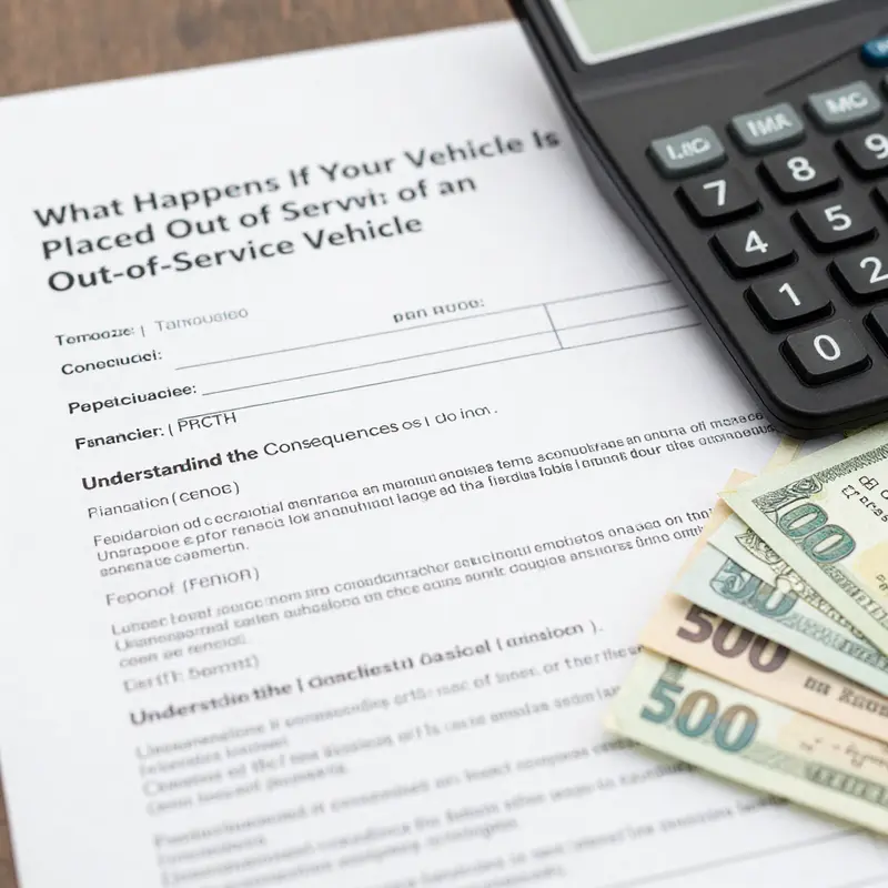 Vehicles marked as out of service in a parking lot, illustrating the driving prohibitions that come with such a designation.