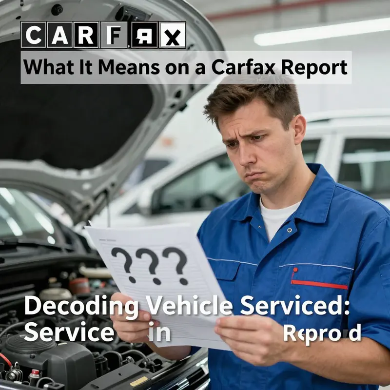 Close-up of a Carfax report detailing the ‘Vehicle Serviced’ section.