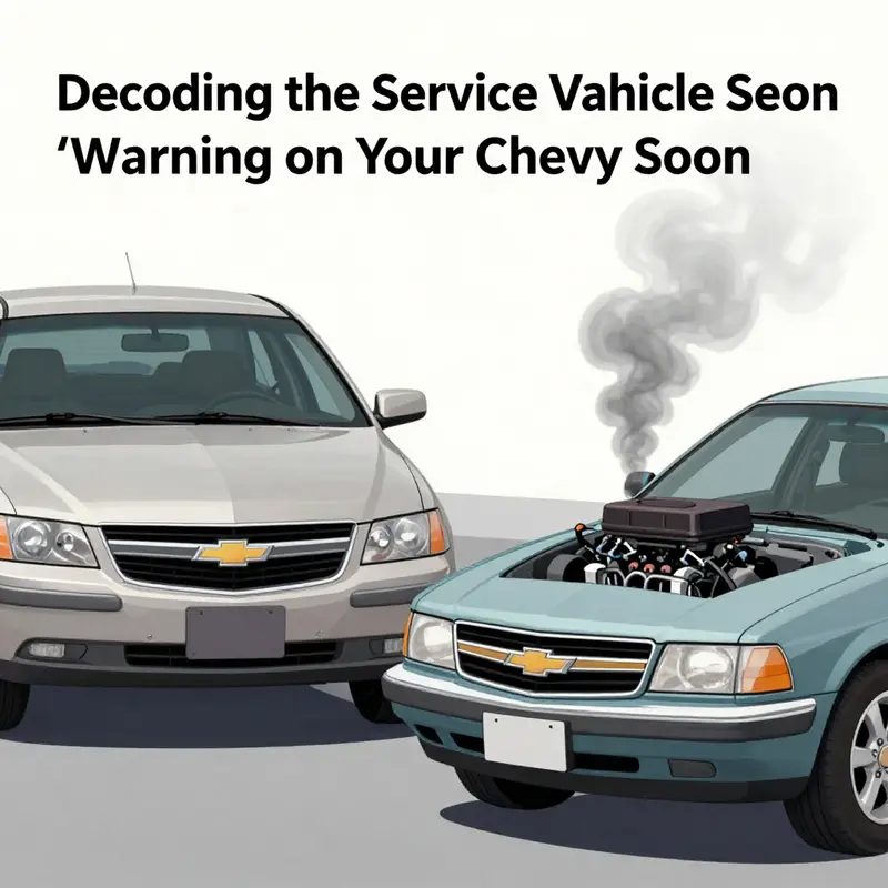 The dashboard of a Chevy Impala highlighting the ‘Service Vehicle Soon’ warning light.