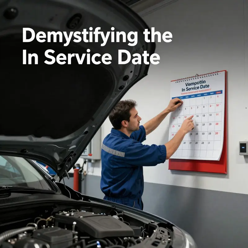 A car owner verifying the in service date on their vehicle’s registration paperwork.