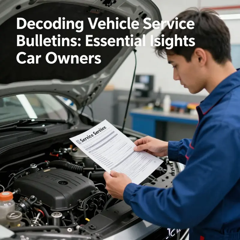 A mechanic utilizing a service bulletin during vehicle maintenance.