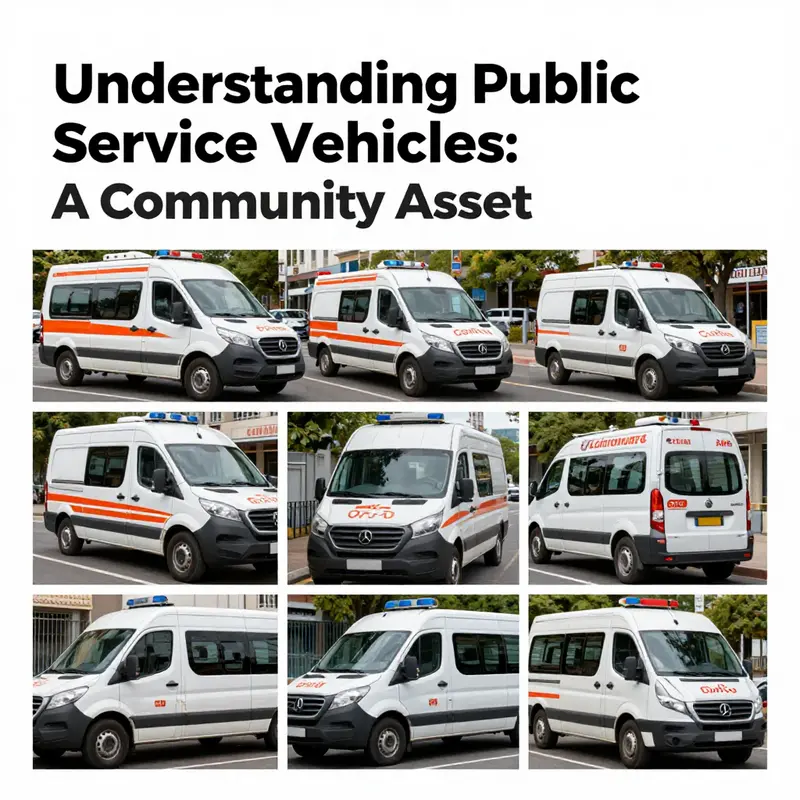 A variety of public service vehicles highlighting their essential roles in community services.