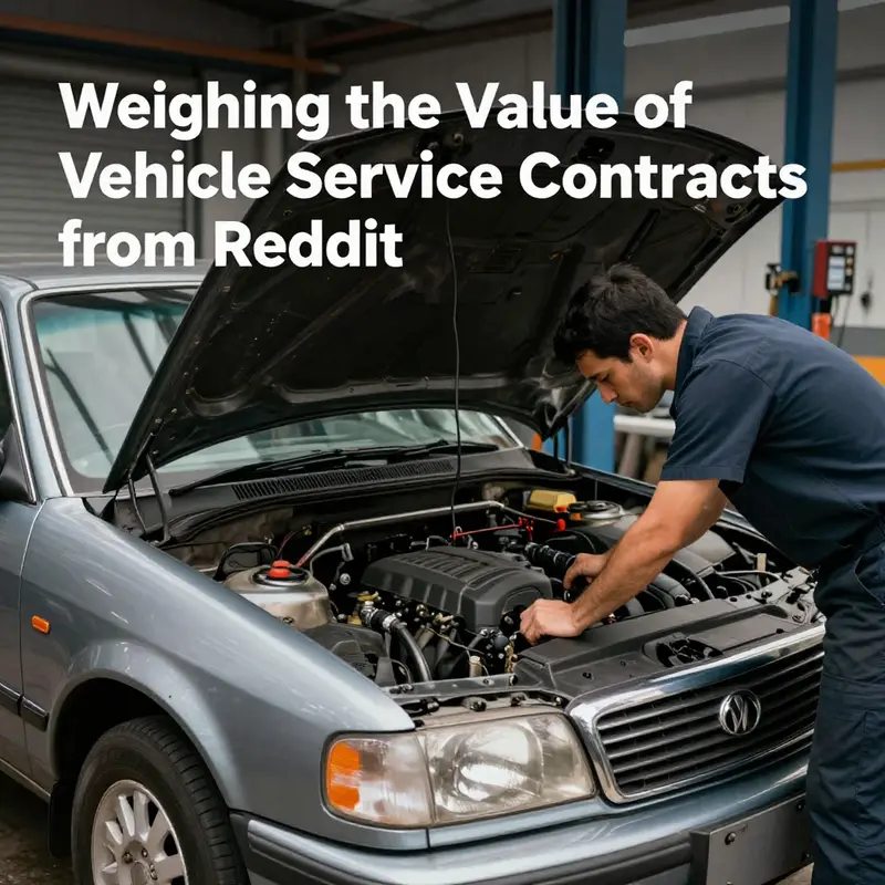 A visual representation of vehicle owners exchanging insights about service contracts, illustrating diverse opinions found on Reddit.