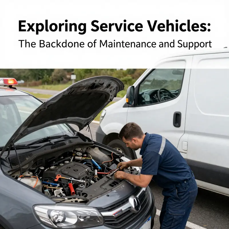 Various service vehicles equipped for maintenance and repair work.