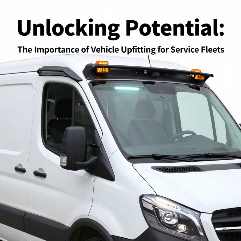 Technicians at work in a modern vehicle upfitting shop, showcasing their expertise and the variety of upfitting components.