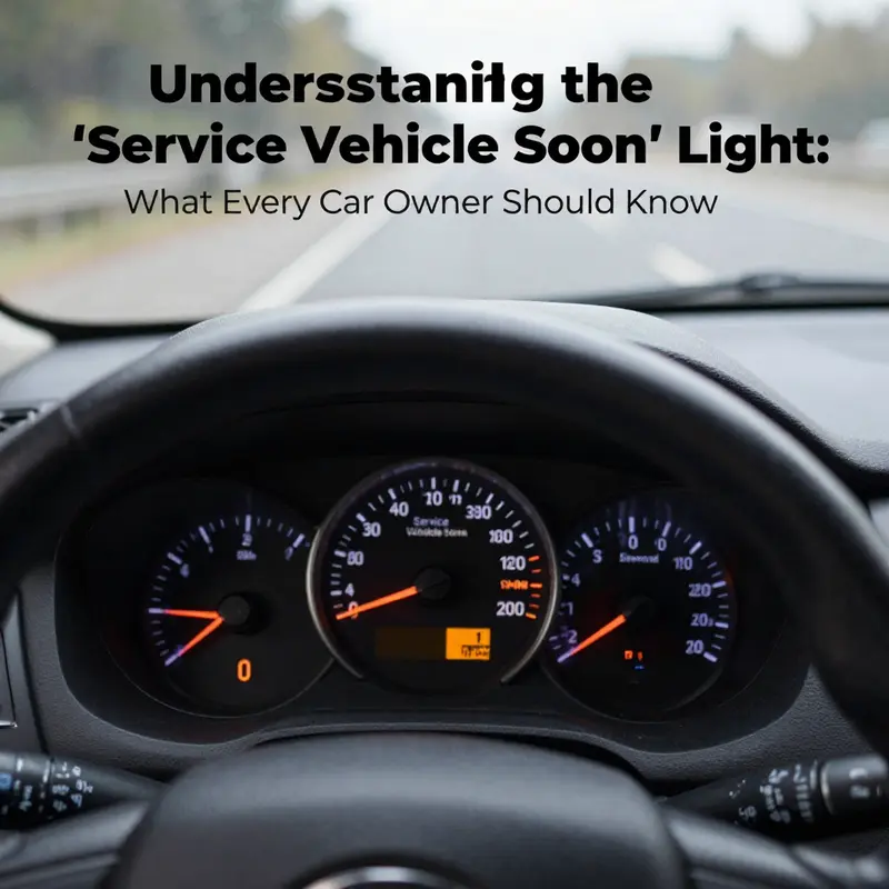 The illuminated ‘Service Vehicle Soon’ light on a car dashboard, indicating potential sensor malfunctions.