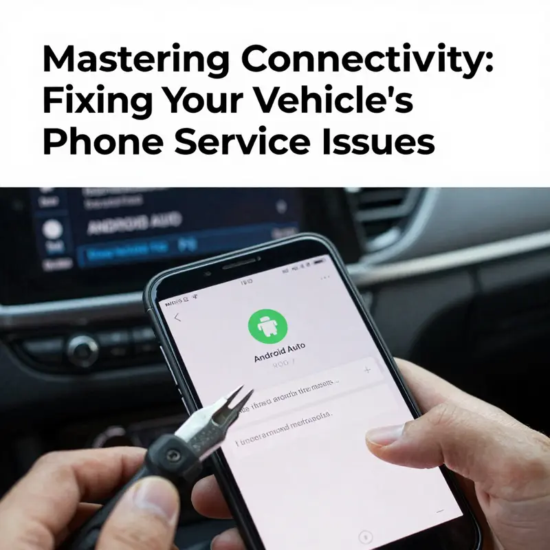 A mechanic engaged in troubleshooting the ‘Phone Requires Service’ error in a vehicle.