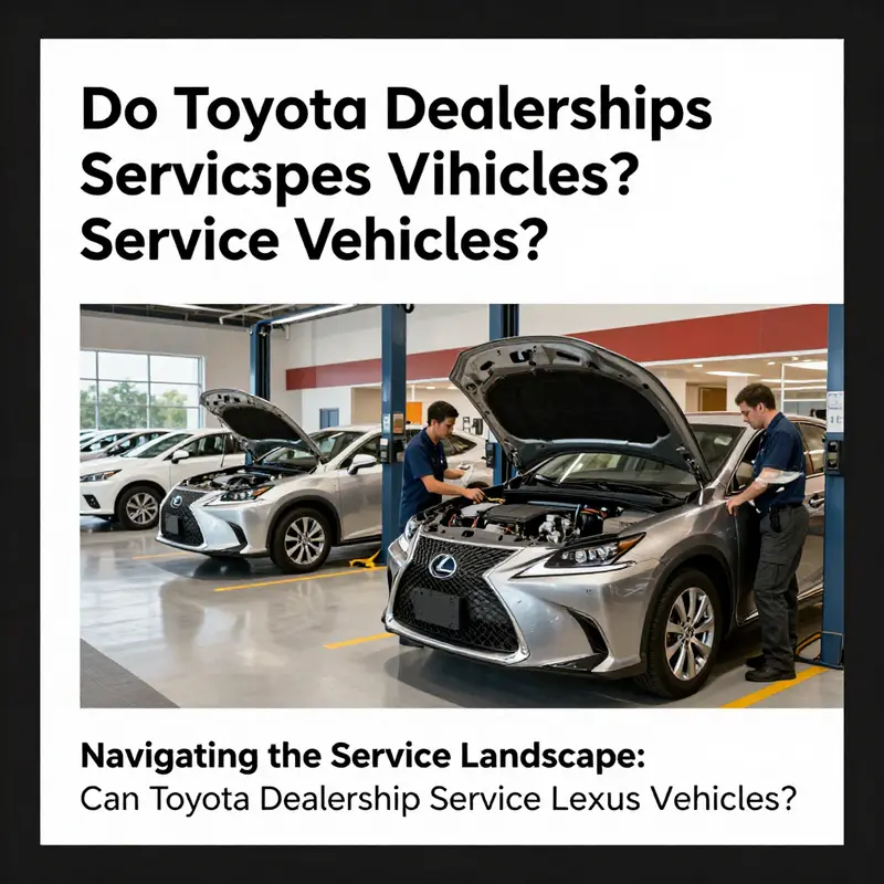 A Toyota dealership servicing a Lexus vehicle, demonstrating interbrand service capabilities.