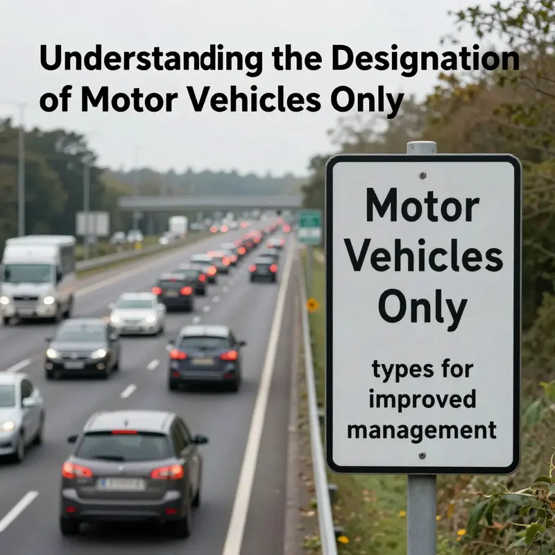 A clear view of a ‘Motor Vehicles Only’ zone in an urban setting, highlighting compliance and safety.