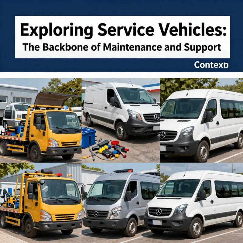 Various service vehicles equipped for maintenance and repair work.
