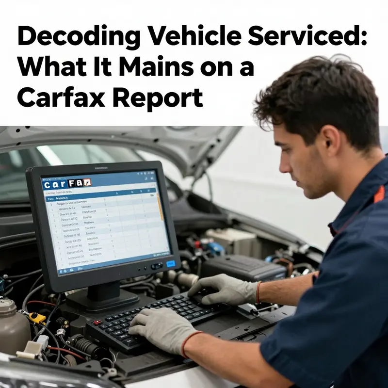 Close-up of a Carfax report detailing the ‘Vehicle Serviced’ section.