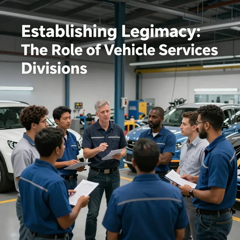 Automotive professionals collaborating to understand and establish the legitimacy of vehicle services divisions.