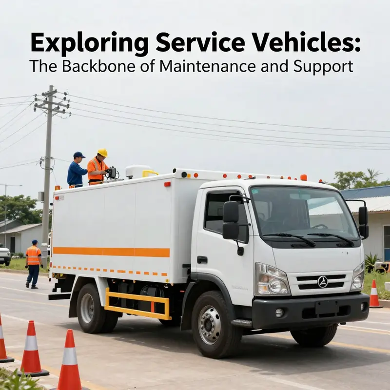 Various service vehicles equipped for maintenance and repair work.