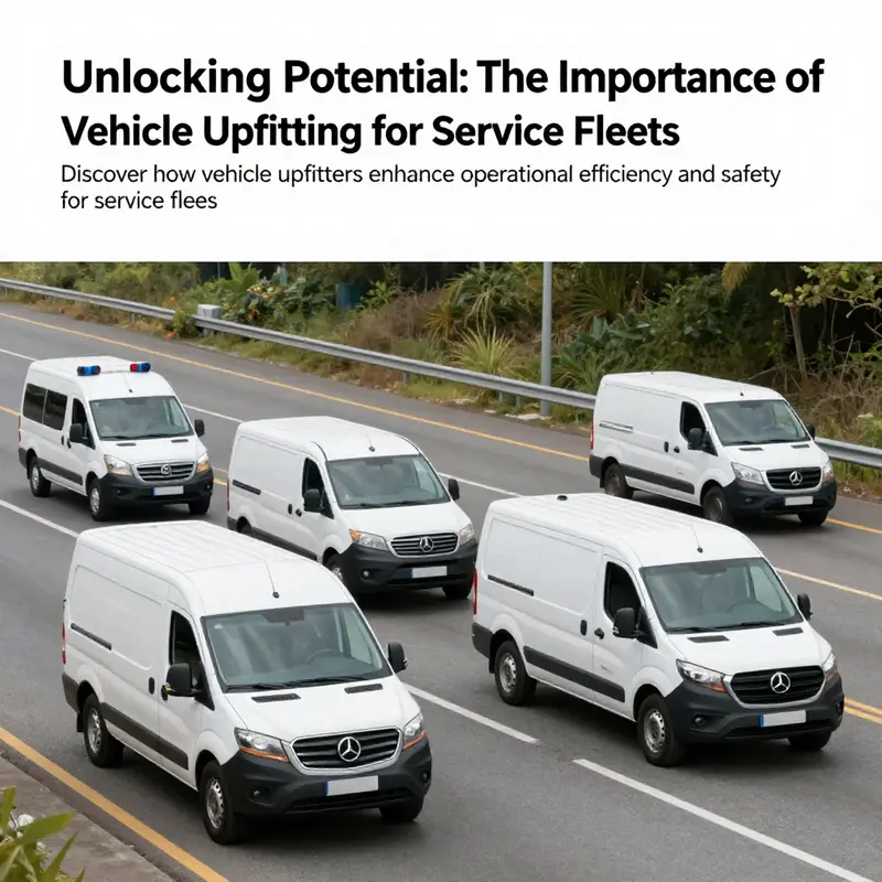 Various upfitted service vehicles demonstrating their modifications and operational capabilities on the road.