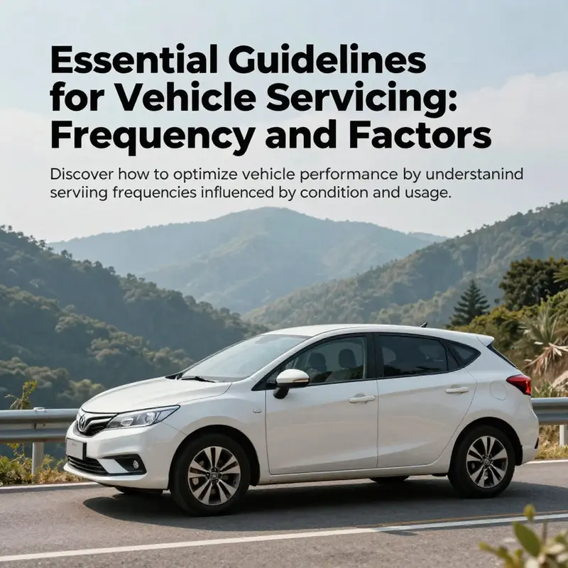 A picturesque view of a car parked on a scenic mountain road, indicating the success of regular vehicle maintenance.