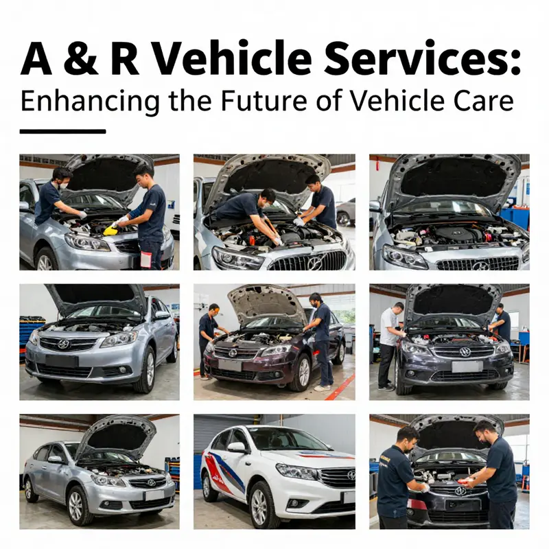 A vibrant collage showcasing car repairs, vehicle wrapping services, and happy customers at A & R Vehicle Services.