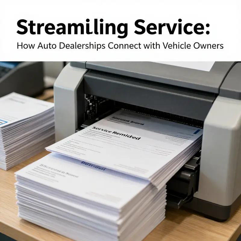 An automated mailing system at work, efficiently printing service reminders for vehicle owners.