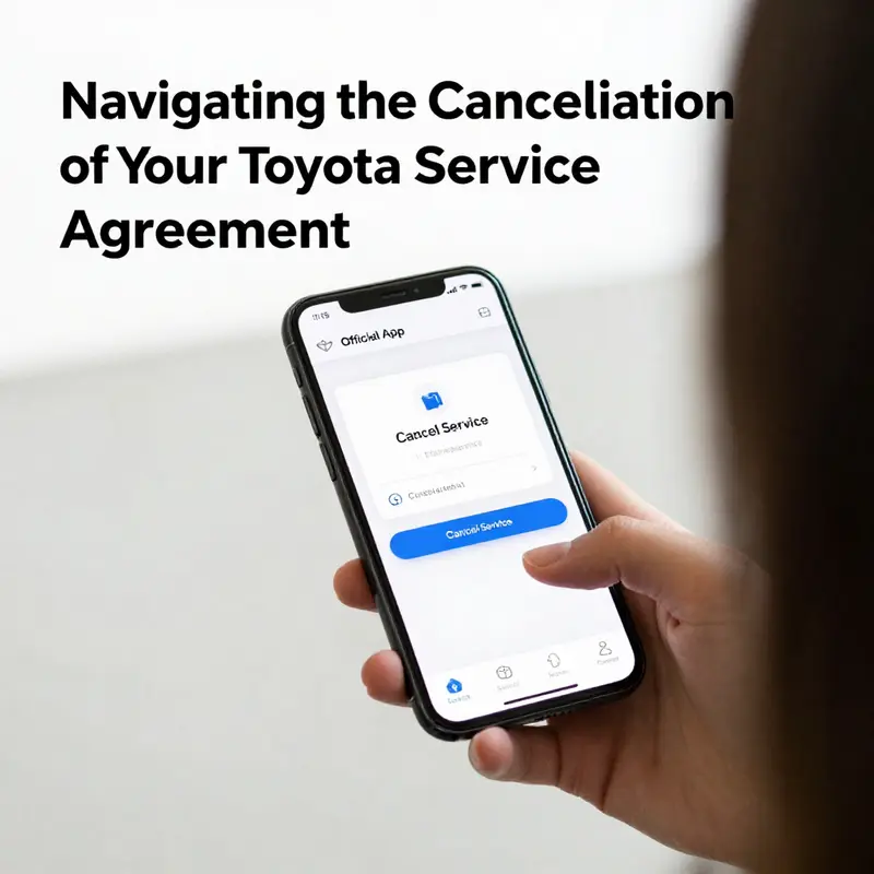User interacting with the Toyota App to manage services and initiate cancellation.