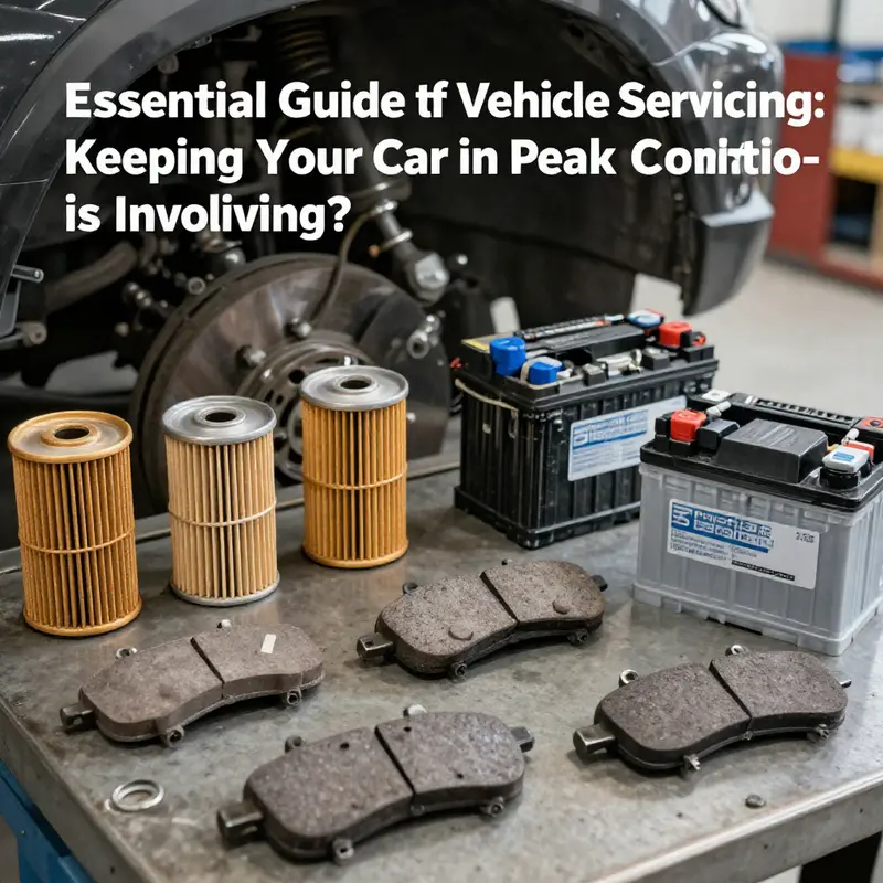 A technician inspecting a vehicle during a servicing procedure in a well-equipped garage.