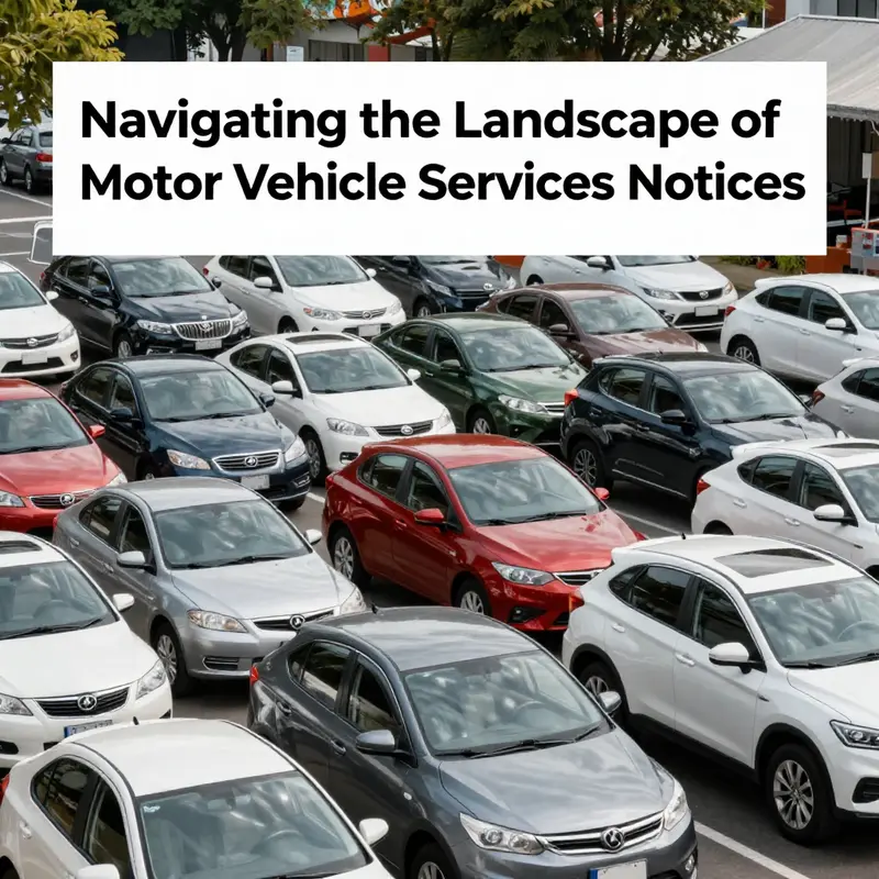 A diverse group of vehicles in a neighborhood, encapsulating the importance of motor vehicle services notices to various vehicle owners.