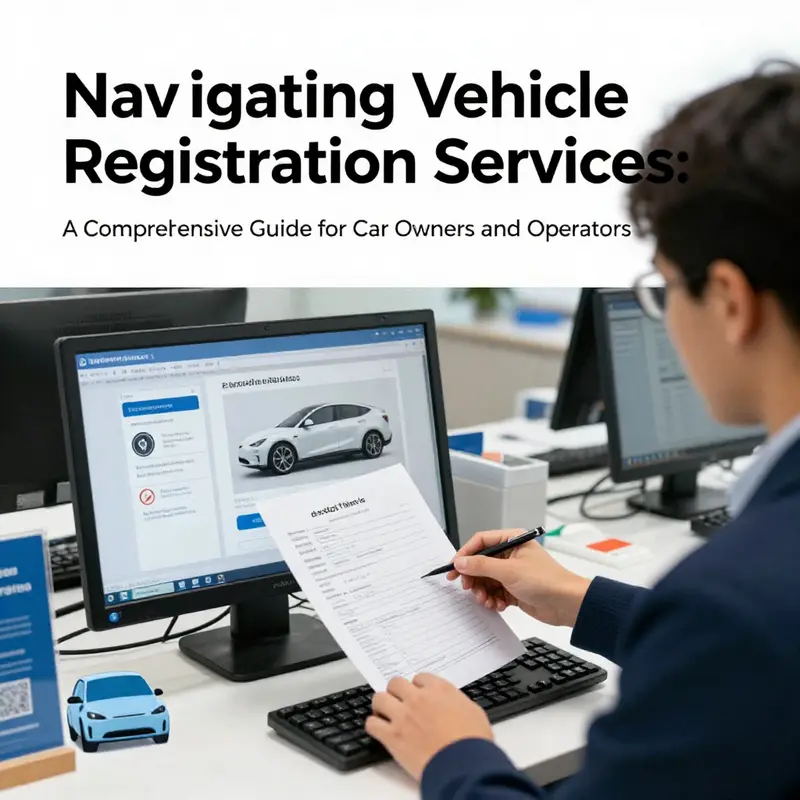 Employees assisting customers in registering their new vehicles at the registration office.